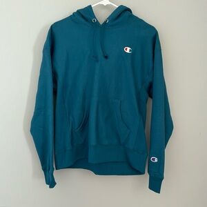 Dark Blue-Green Reverse Weave Champion Hoodie